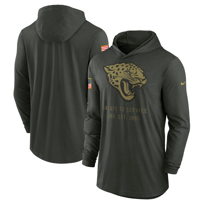 Men's Forest Green Jacksonville Jaguars 2025 Salute to Service Sideline Dri-FIT Lightweight Pullover Hoodie